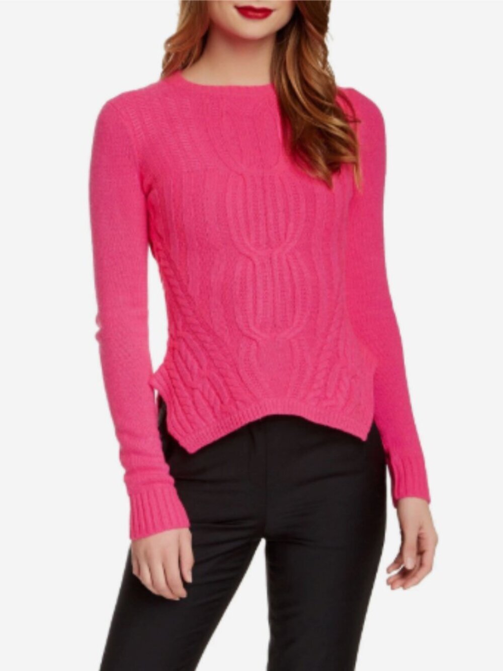Ted Baker London Women's Sz 2 (US 6) The Daisuma Cable Engineer Sweater Hot Pink